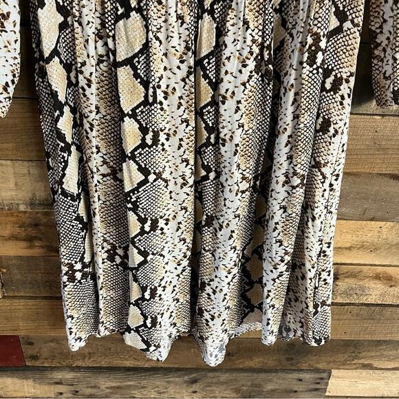 Maeve Tan Snakeskin 3/4 Sleeve Dress Size Small - Picture 4 of 8